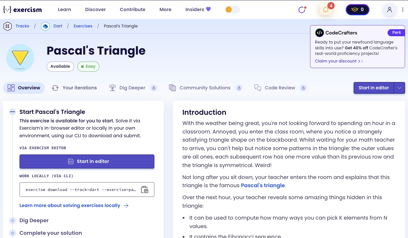 Pascal's Triangle Exercise