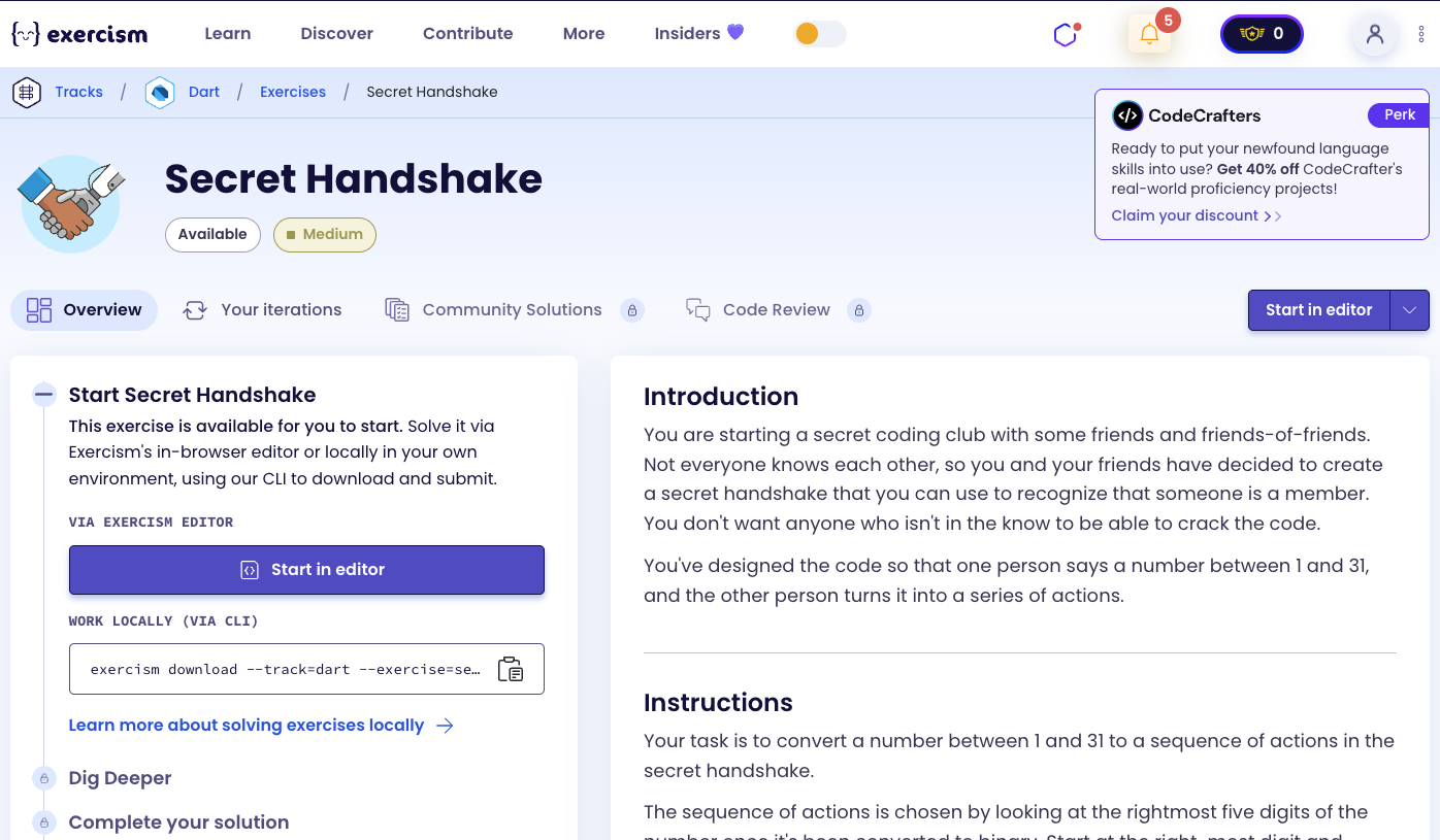 Secret Handshake Exercise